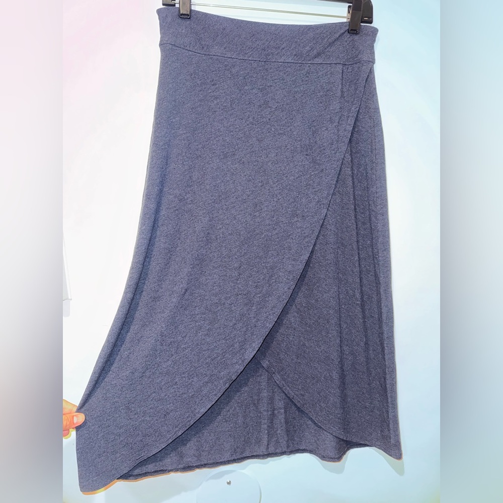 Athleta Womens Blue/Grey Ribbion Tulip Pull On Midi Skirt Sz Small Like New
